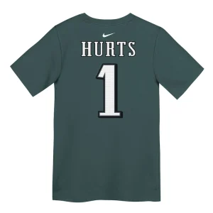 Jalen hurts philadelphia eagles nike preschool player name number t shirt Midnight green 7