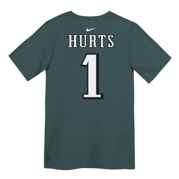 Jalen hurts philadelphia eagles nike preschool player name number t shirt Midnight green 7