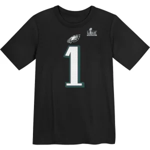 Jalen hurts philadelphia eagles nike preschool super bowl lix name number t shirt Black 56