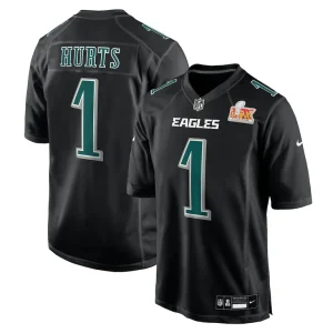 Jalen hurts philadelphia eagles nike super bowl lix fashion game player jersey Carbon black