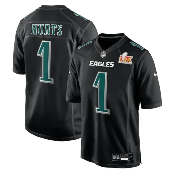 Jalen hurts philadelphia eagles nike super bowl lix fashion game player jersey Carbon black