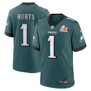Jalen hurts philadelphia eagles nike super bowl lix game player jersey Midnight green
