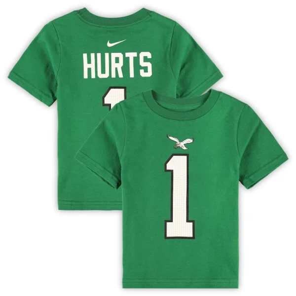 Jalen hurts philadelphia eagles nike toddler player name number t shirt Kelly green