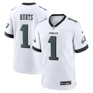 Jalen hurts philadelphia eagles nike white game jersey White