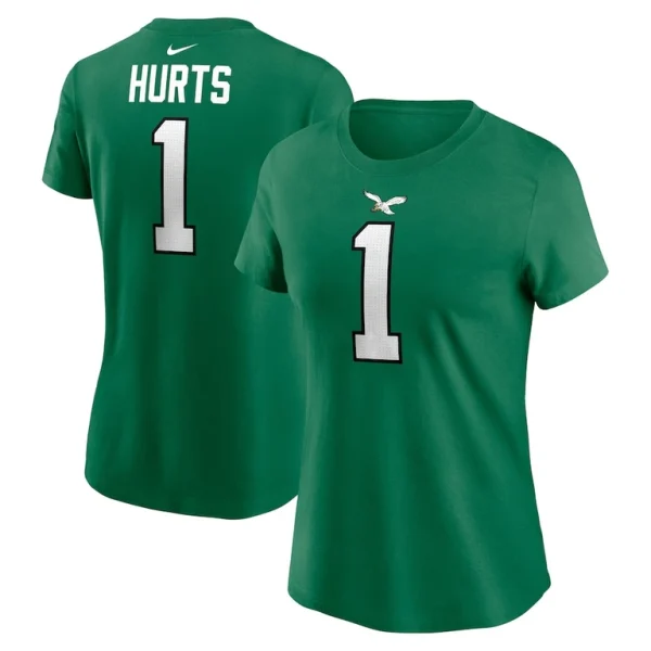 Jalen hurts philadelphia eagles nike womens player name number t shirt Kelly green