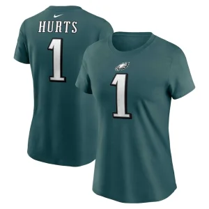 Jalen hurts philadelphia eagles nike womens player name number t shirt Midnight green