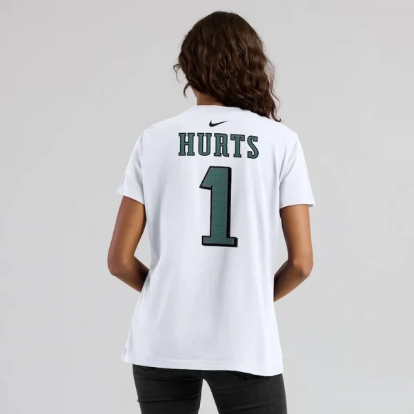 Jalen hurts philadelphia eagles nike womens player name number t shirt White 2XL
