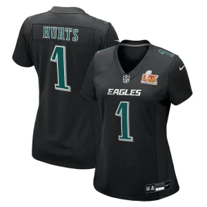 Jalen hurts philadelphia eagles nike womens super bowl lix fashion game player jersey Carbon black