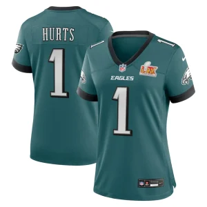 Jalen hurts philadelphia eagles nike womens super bowl lix game player jersey Midnight green