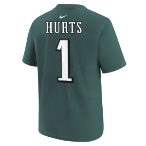 Jalen hurts philadelphia eagles nike youth player name number t shirt Midnight green Yth L