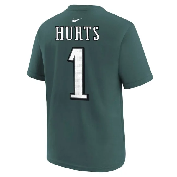 Jalen hurts philadelphia eagles nike youth player name number t shirt Midnight green Yth L
