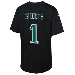 Jalen hurts philadelphia eagles nike youth super bowl lix patch fashion game player jersey Carbon black Yth L