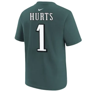Jalen hurts philadelphia eagles nike youth super bowl lix player name number t shirt Midnight green Yth L
