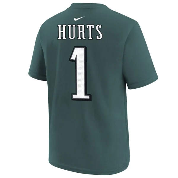 Jalen hurts philadelphia eagles nike youth super bowl lix player name number t shirt Midnight green Yth L