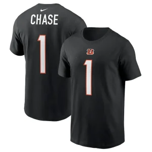 Jamarr chase cincinnati bengals nike player name number t shirt Black
