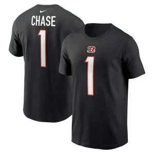 Jamarr chase cincinnati bengals nike player name number t shirt Black
