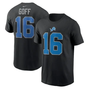 Jared goff detroit lions nike name number t shirt Black