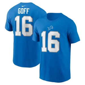 Jared goff detroit lions nike name number t shirt Blue