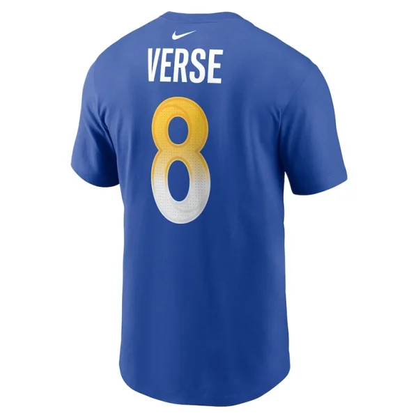 Jared verse los angeles rams nike 2024 nfl draft first round pick name number t shirt Royal L