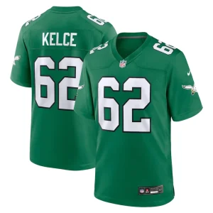 Jason kelce philadelphia eagles nike alternate game player jersey Kelly green