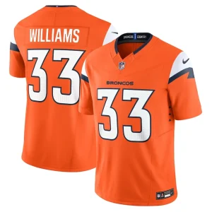 Javonte williams denver broncos nike mile high collection vapor f.u.s.e. limited jersey Orange