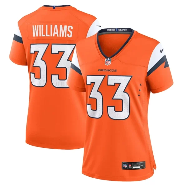 Javonte williams denver broncos nike womens mile high collection game jersey Orange