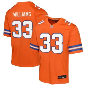 Javonte williams denver broncos nike youth mile high collection 1977 throwback game jersey Orange