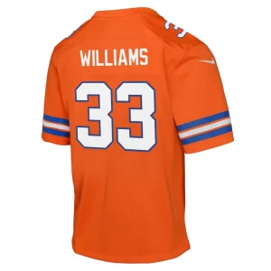 Javonte williams denver broncos nike youth mile high collection 1977 throwback game jersey Orange Yth L