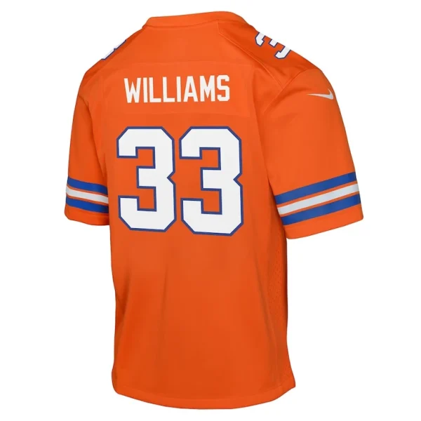 Javonte williams denver broncos nike youth mile high collection 1977 throwback game jersey Orange Yth L