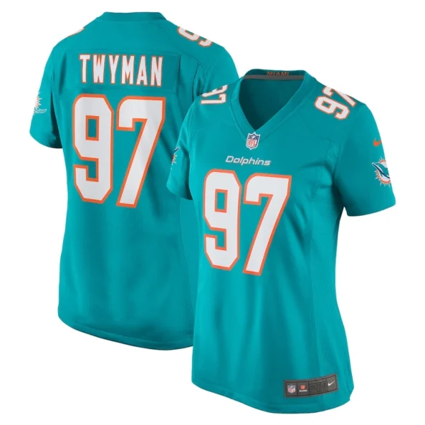 Jaylen twyman miami dolphins nike womens home game player jersey Aqua