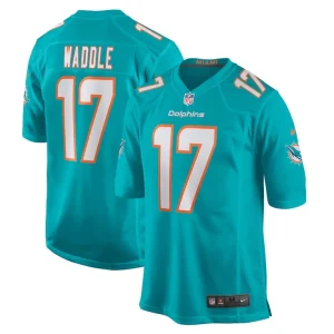 Jaylen waddle miami dolphins nike game player jersey Aqua