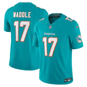 Jaylen waddle miami dolphins nike vapor f.u.s.e. limited jersey Aqua