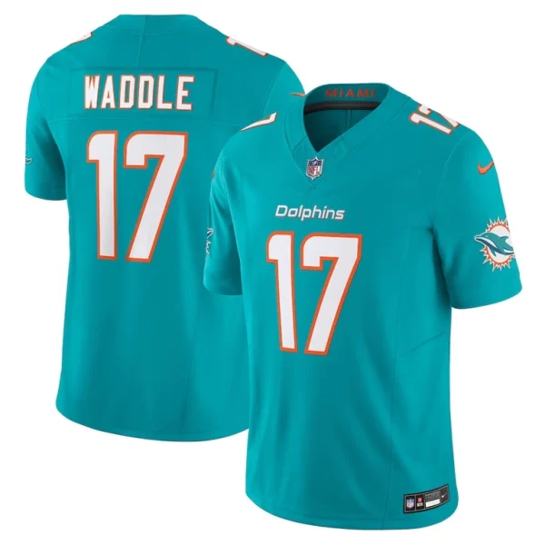 Jaylen waddle miami dolphins nike vapor f.u.s.e. limited jersey Aqua