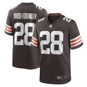 Jeremiah owusu koramoah cleveland browns nike game player jersey Brown