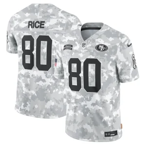 Jerry rice san francisco 49ers nike 2024 salute to service retired player limited jersey Arctic camo