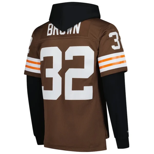 Jim brown cleveland browns mitchell ness player name number hoodie legacy jersey Brown L