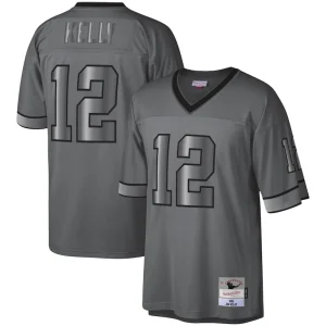 Jim kelly buffalo bills mitchell ness 1990 retired player metal legacy jersey Charcoal