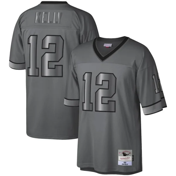 Jim kelly buffalo bills mitchell ness 1990 retired player metal legacy jersey Charcoal