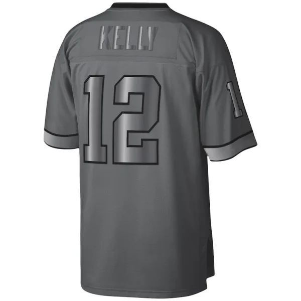 Jim kelly buffalo bills mitchell ness 1990 retired player metal legacy jersey Charcoal L
