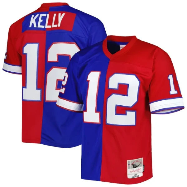 Jim kelly buffalo bills mitchell ness 1990 split legacy replica jersey Royalred