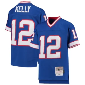 Jim kelly buffalo bills mitchell ness youth 1990 legacy retired player jersey Royal