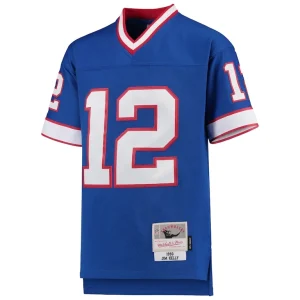 Jim kelly buffalo bills mitchell ness youth 1990 legacy retired player jersey Royal Yth M