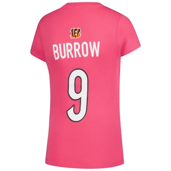 Joe burrow cincinnati bengals girls youth player name number t shirt Pink Yth L