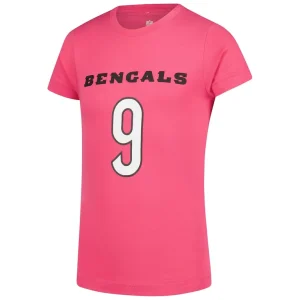 Joe burrow cincinnati bengals girls youth player name number t shirt Pink Yth M