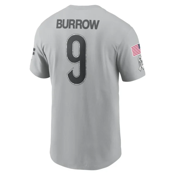 Joe burrow cincinnati bengals nike 2024 salute to service name number t shirt Gray L
