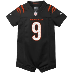 Joe burrow cincinnati bengals nike newborn infant game romper jersey Black 3 6 MO