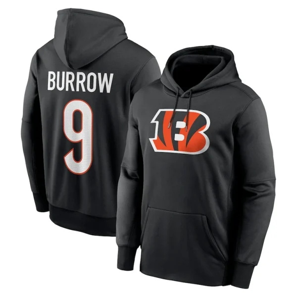 Joe burrow cincinnati bengals nike player name number performance pullover hoodie Black