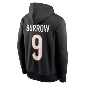 Joe burrow cincinnati bengals nike player name number performance pullover hoodie Black L