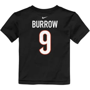 Joe burrow cincinnati bengals nike toddler player name number t shirt Black 4T