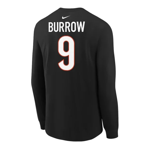Joe burrow cincinnati bengals nike youth player name number long sleeve t shirt Black Yth L